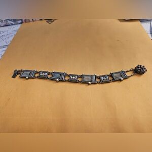 Silver and Black Geometric Bracelet